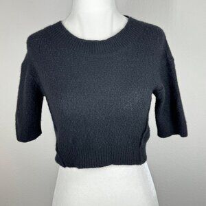 Rebecca Taylor Black Cashmere Sweater Cropped Sz Small